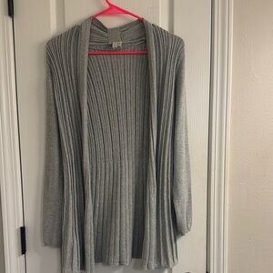 Madison Light Gray Ribbed Cardigan